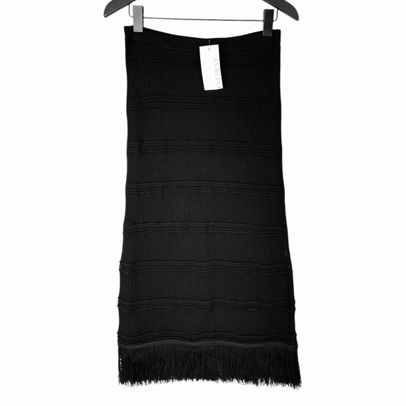 NWT Z Supply Finley Fringe Crochet Skirt in Black Size Small Midi Length Pull On - Picture 8 of 12